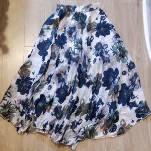 Blue Floral Maxi Skirt
